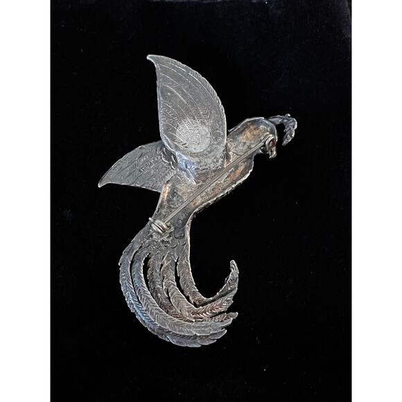 Vintage Sterling Silver Bird Brooch Abalone Shell Inlay Pin Signed STERLING Gift - Picture 7 of 10